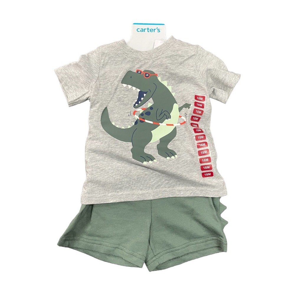 NWT Carter's‎ Baby 2-Piece Dino Shirt & Green Short Set 12M